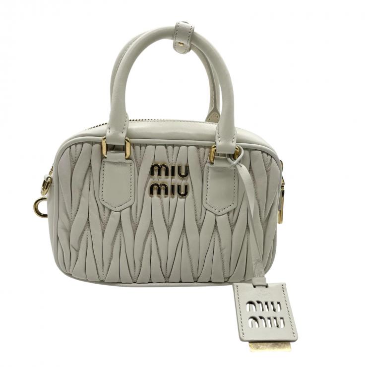 MIUMIU ミュウミュウ アルカディ マテラッセレザー 2WAYハンドバッグ ショルダーバッグ ホワイト 5BB123 レディース ゴールド金具 ★美品★