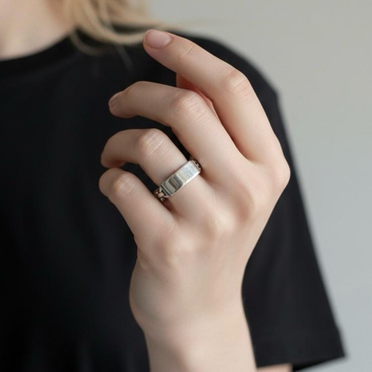 HOORSENBUHS ホーセンブース DAME TRI-LINK ダム トライリンク モノグラム シルバー 925 リング 指輪 アクセサリー 6号 ★美品★★袋付★