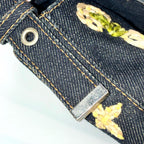FENDI フェンディ マンマバケット デニム 花柄 フラワー 刺繍 ハンドバッグ マルチカラー シルバー金具 ★希少★