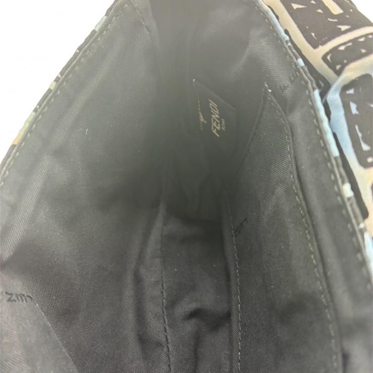 FENDI フェンディ ジョシュアヴィーダスコラボ Joshua Vides ズッカ バゲット ミニ 2WAYバッグ 8BR784 ブルー ナイロン ★美品★