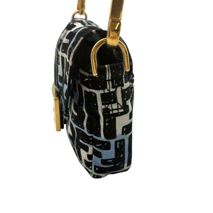 FENDI フェンディ ジョシュアヴィーダスコラボ Joshua Vides ズッカ バゲット ミニ 2WAYバッグ 8BR784 ブルー ナイロン ★美品★