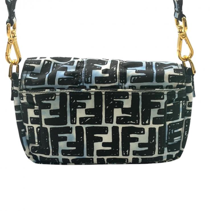 FENDI フェンディ ジョシュアヴィーダスコラボ Joshua Vides ズッカ バゲット ミニ 2WAYバッグ 8BR784 ブルー ナイロン ★美品★