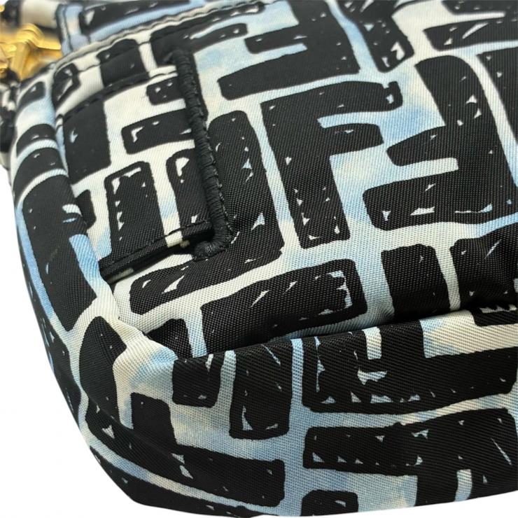 FENDI フェンディ ジョシュアヴィーダスコラボ Joshua Vides ズッカ バゲット ミニ 2WAYバッグ 8BR784 ブルー ナイロン ★美品★