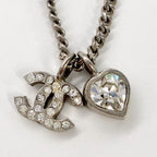 CHANEL シャネル ココマーク ハート ラインストーン 09C刻印 2009年 クルーズコレクション ネックレス シルバーカラー アクセサリー ★美品★