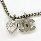 CHANEL シャネル ココマーク ハート ラインストーン 09C刻印 2009年 クルーズコレクション ネックレス シルバーカラー アクセサリー ★美品★