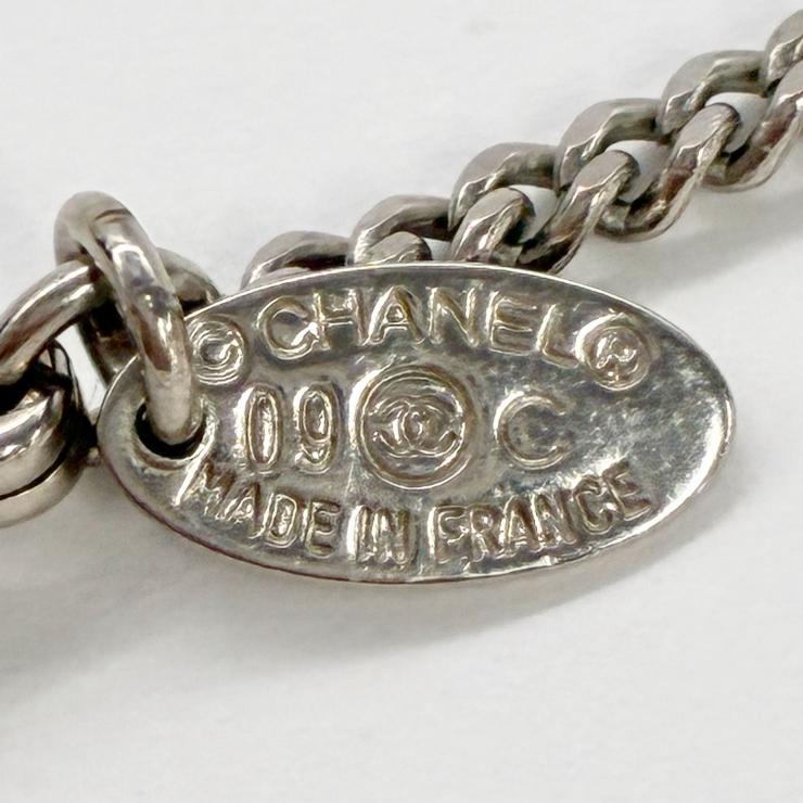 CHANEL シャネル ココマーク ハート ラインストーン 09C刻印 2009年 クルーズコレクション ネックレス シルバーカラー アクセサリー ★美品★