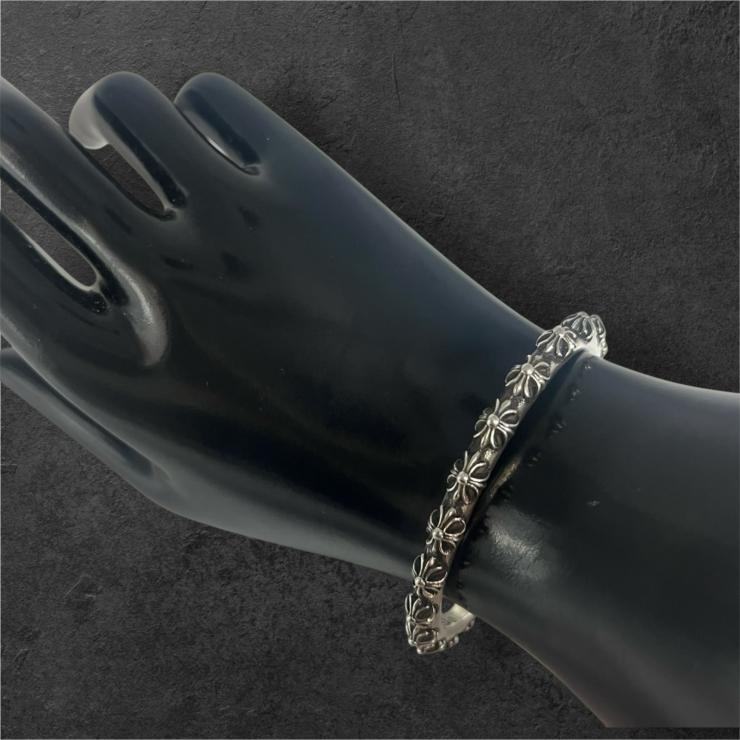 CHROME HEARTS クロムハーツ BANGLE CROSS クロスバンドバングル ブレスレット シルバー 925 ★保証書★★人気高騰中★