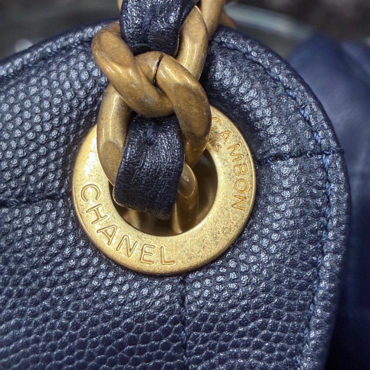 CHANEL シャネル 25 スモール キャビアスキン チェーンショルダー ハンド バッグ ネイビー ゴールド金具 ランダムプレート ★希少★ ★美品★