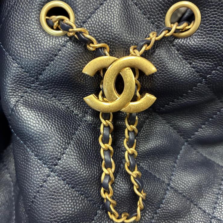 CHANEL シャネル 25 スモール キャビアスキン チェーンショルダー ハンド バッグ ネイビー ゴールド金具 ランダムプレート ★希少★ ★美品★