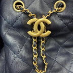 CHANEL シャネル 25 スモール キャビアスキン チェーンショルダー ハンド バッグ ネイビー ゴールド金具 ランダムプレート ★希少★ ★美品★
