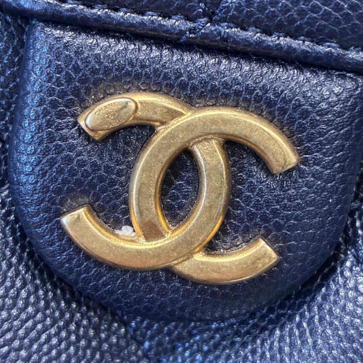 CHANEL シャネル 25 スモール キャビアスキン チェーンショルダー ハンド バッグ ネイビー ゴールド金具 ランダムプレート ★希少★ ★美品★