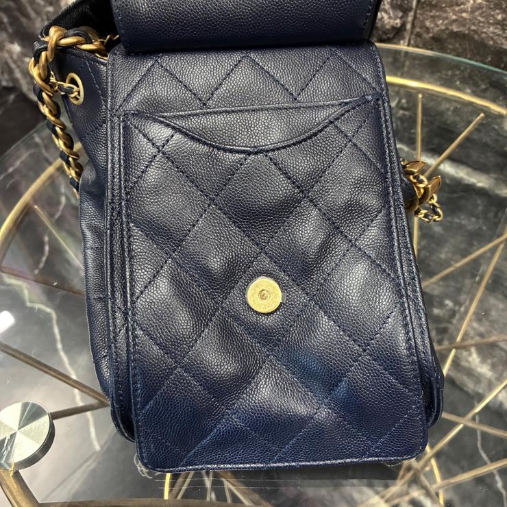 CHANEL シャネル 25 スモール キャビアスキン チェーンショルダー ハンド バッグ ネイビー ゴールド金具 ランダムプレート ★希少★ ★美品★