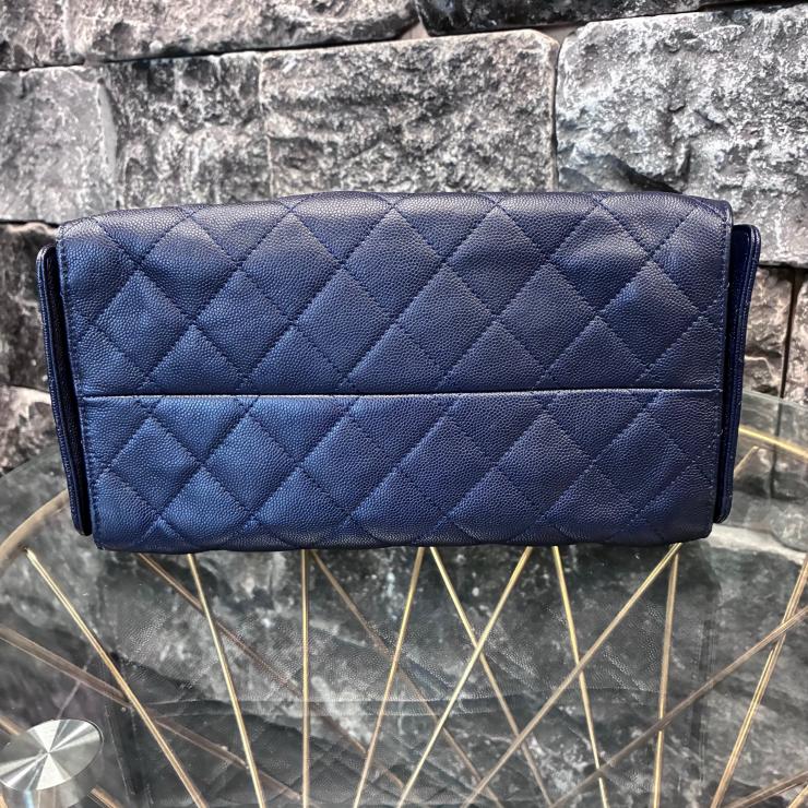 CHANEL シャネル 25 スモール キャビアスキン チェーンショルダー ハンド バッグ ネイビー ゴールド金具 ランダムプレート ★希少★ ★美品★