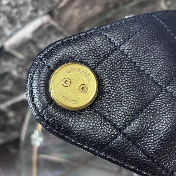 CHANEL シャネル 25 スモール キャビアスキン チェーンショルダー ハンド バッグ ネイビー ゴールド金具 ランダムプレート ★希少★ ★美品★