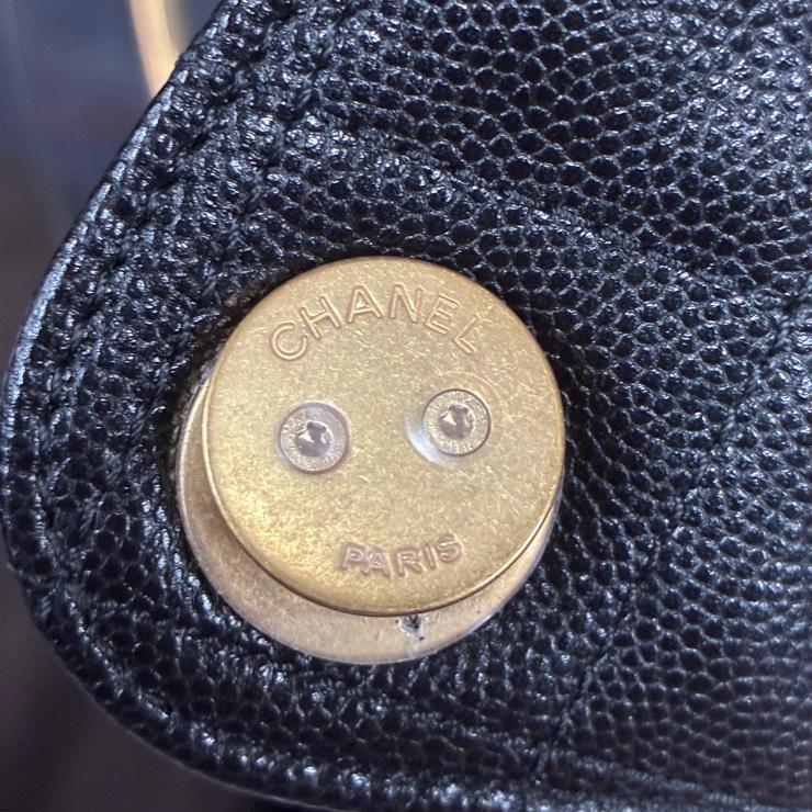 CHANEL シャネル 25 ミディアム キャビアスキン チェーンショルダー ハンド バッグ ブラック ゴールド金具 ランダムプレート ★希少★ ★美品★