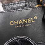 CHANEL シャネル 25 ミディアム キャビアスキン チェーンショルダー ハンド バッグ ブラック ゴールド金具 ランダムプレート ★希少★ ★美品★