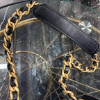 CHANEL シャネル 25 ミディアム キャビアスキン チェーンショルダー ハンド バッグ ブラック ゴールド金具 ランダムプレート ★希少★ ★美品★