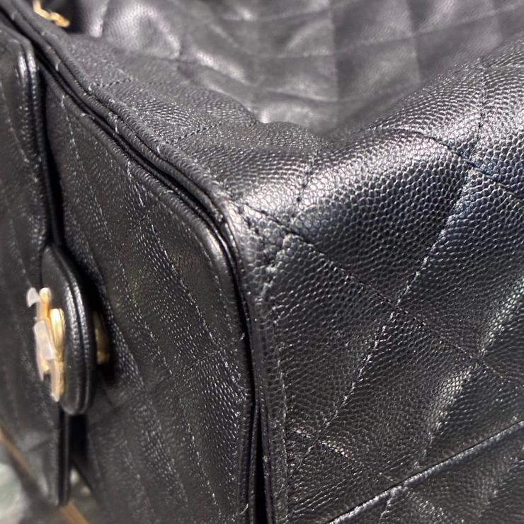 CHANEL シャネル 25 ミディアム キャビアスキン チェーンショルダー ハンド バッグ ブラック ゴールド金具 ランダムプレート ★希少★ ★美品★