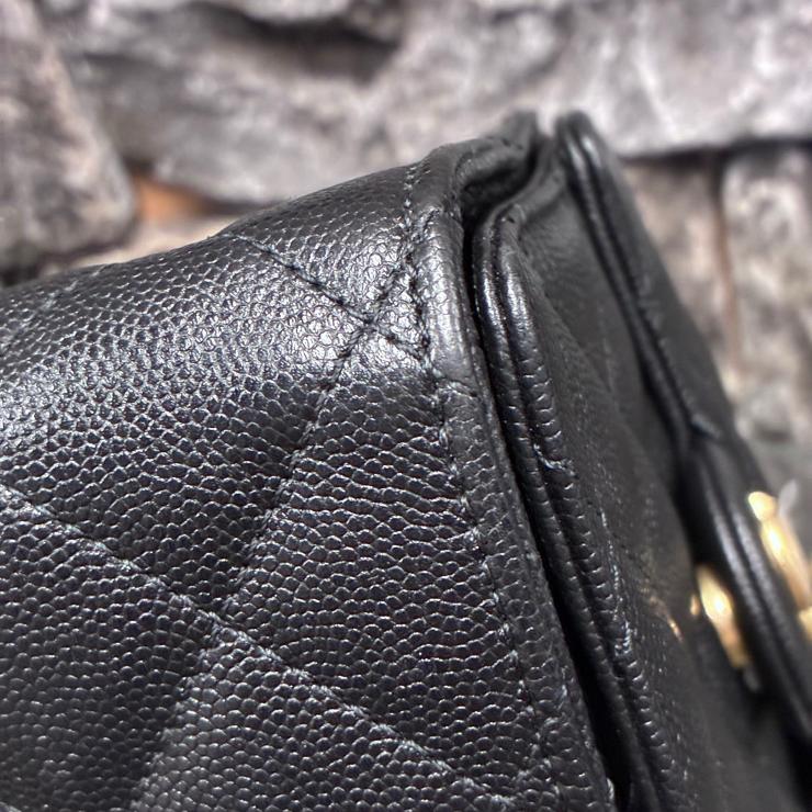 CHANEL シャネル 25 ミディアム キャビアスキン チェーンショルダー ハンド バッグ ブラック ゴールド金具 ランダムプレート ★希少★ ★美品★