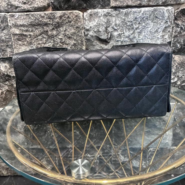 CHANEL シャネル 25 ミディアム キャビアスキン チェーンショルダー ハンド バッグ ブラック ゴールド金具 ランダムプレート ★希少★ ★美品★