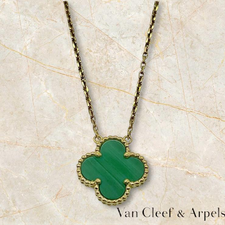 VanCleef ＆ Arpels ヴァンクリーフ＆アーペル ヴィンテージ アルハンブラ マカライト ネックレス アクセサリー 18K 750YG アクセサリー ★美品★