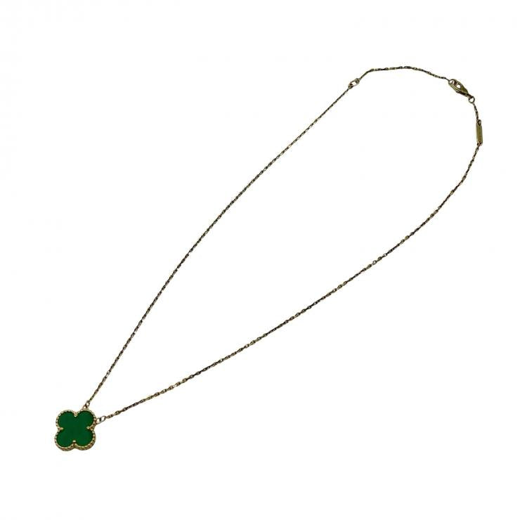 VanCleef ＆ Arpels ヴァンクリーフ＆アーペル ヴィンテージ アルハンブラ マカライト ネックレス アクセサリー 18K 750YG アクセサリー ★美品★