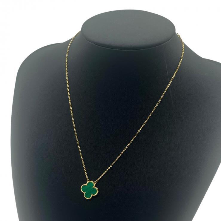 VanCleef ＆ Arpels ヴァンクリーフ＆アーペル ヴィンテージ アルハンブラ マカライト ネックレス アクセサリー 18K 750YG アクセサリー ★美品★