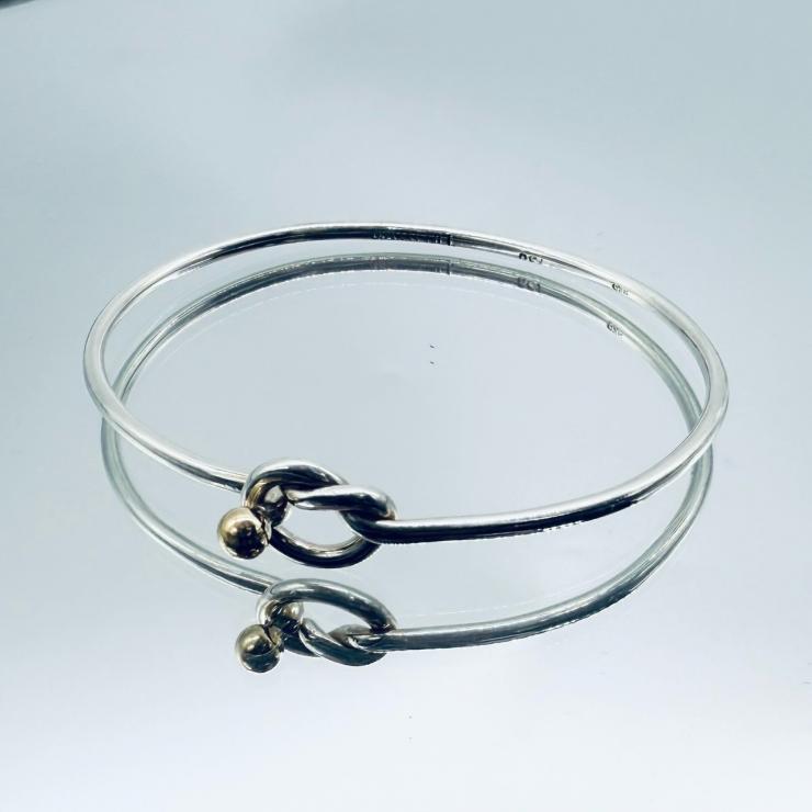 TIFFANY＆CO．ティファニー ラブノット ブレスレット バングル アクセサリー シルバー925 K18 イエローゴールド ★中古★