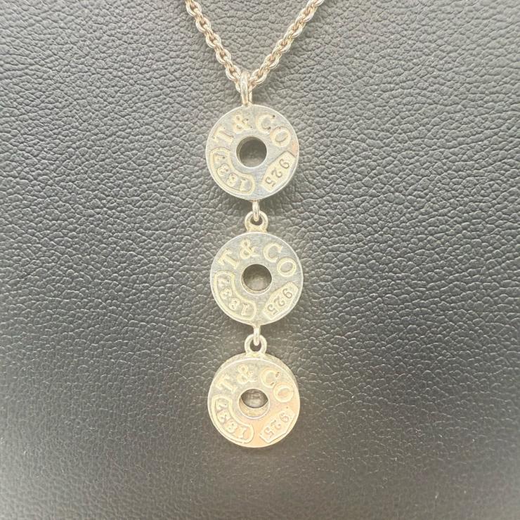 TIFFANY＆CO．ティファニー スリードロップサークル チェーンネックレス SV925 シルバー 1837 ★中古品★