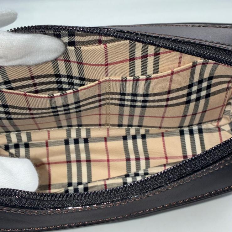 BURBERRY バーバリー レザー ショルダーバッグ ブラック ノバチェック ★箱・袋付★ ★美品★