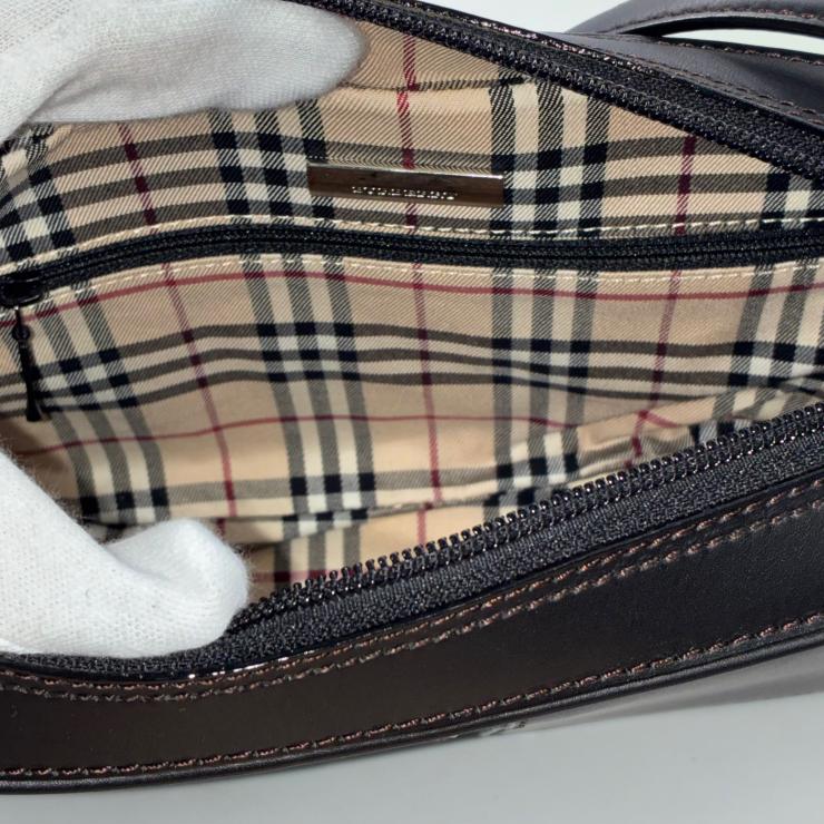 BURBERRY バーバリー レザー ショルダーバッグ ブラック ノバチェック ★箱・袋付★ ★美品★