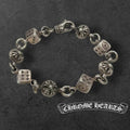 CHROME HEARTS クロムハーツ ダイス クロスボール ブレスレット アクセサリー 8リンク シルバ－ 925 ★美品★★ギャラ 袋★