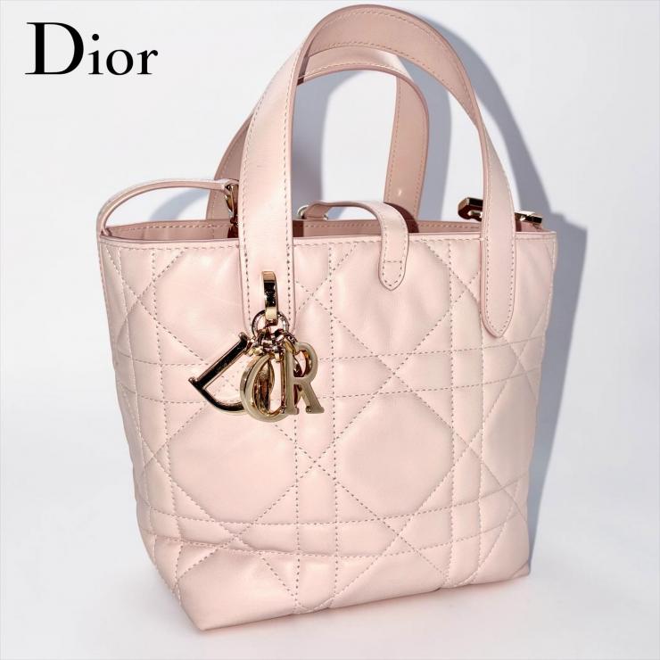 Christian Dior クリスチャン ディオール マクロカナージュ トゥジュール バーティカル レザー ハンドバッグ 2WAY ピンク ★ショルダー、箱、袋付★