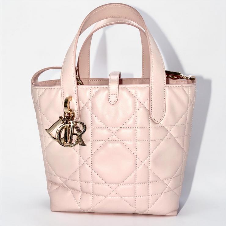 Christian Dior クリスチャン ディオール マクロカナージュ トゥジュール バーティカル レザー ハンドバッグ 2WAY ピンク ★ショルダー、箱、袋付★