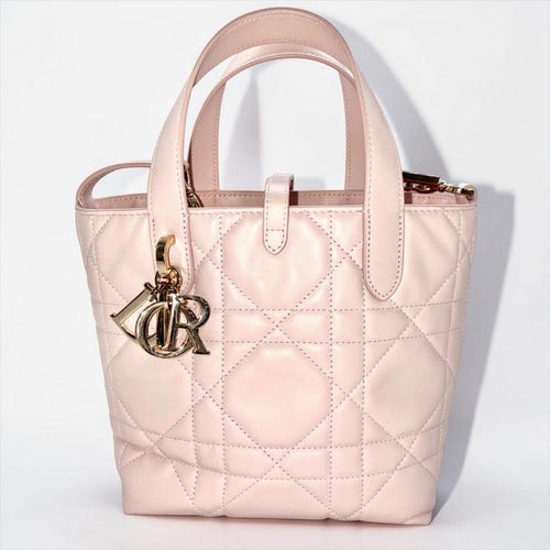 Christian Dior クリスチャン ディオール マクロカナージュ トゥジュール バーティカル レザー ハンドバッグ 2WAY ピンク ★ショルダー、箱、袋付★