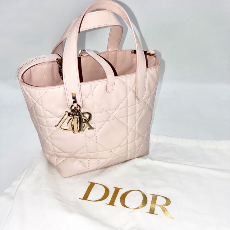 Christian Dior クリスチャン ディオール マクロカナージュ トゥジュール バーティカル レザー ハンドバッグ 2WAY ピンク ★ショルダー、箱、袋付★