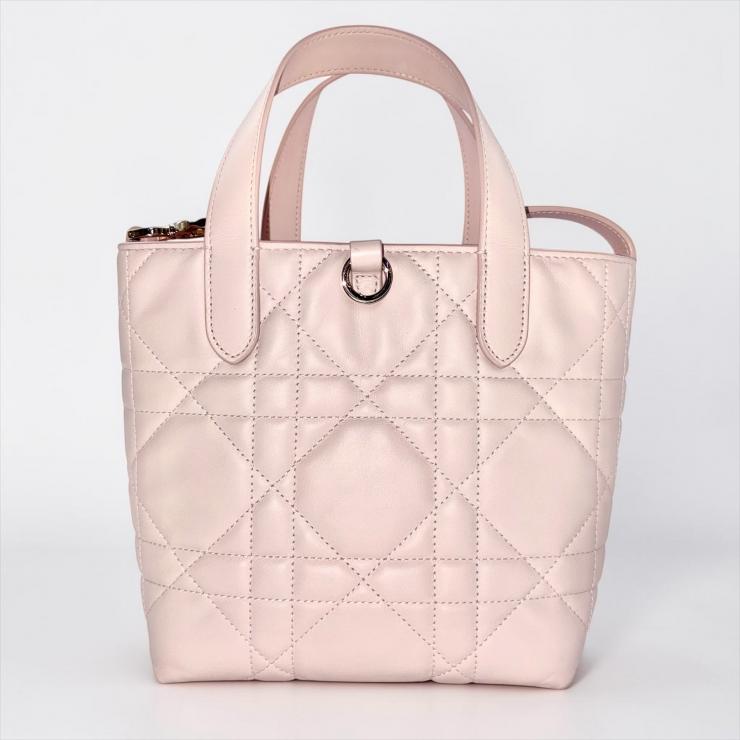 Christian Dior クリスチャン ディオール マクロカナージュ トゥジュール バーティカル レザー ハンドバッグ 2WAY ピンク ★ショルダー、箱、袋付★