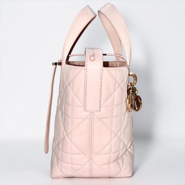 Christian Dior クリスチャン ディオール マクロカナージュ トゥジュール バーティカル レザー ハンドバッグ 2WAY ピンク ★ショルダー、箱、袋付★