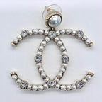 CHANEL シャネル ココマーク ラインストーン パール ピアス F20C 2020年製 ゴールド アクセサリー ★良品★