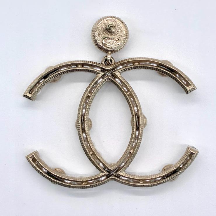 CHANEL シャネル ココマーク ラインストーン パール ピアス F20C 2020年製 ゴールド アクセサリー ★良品★