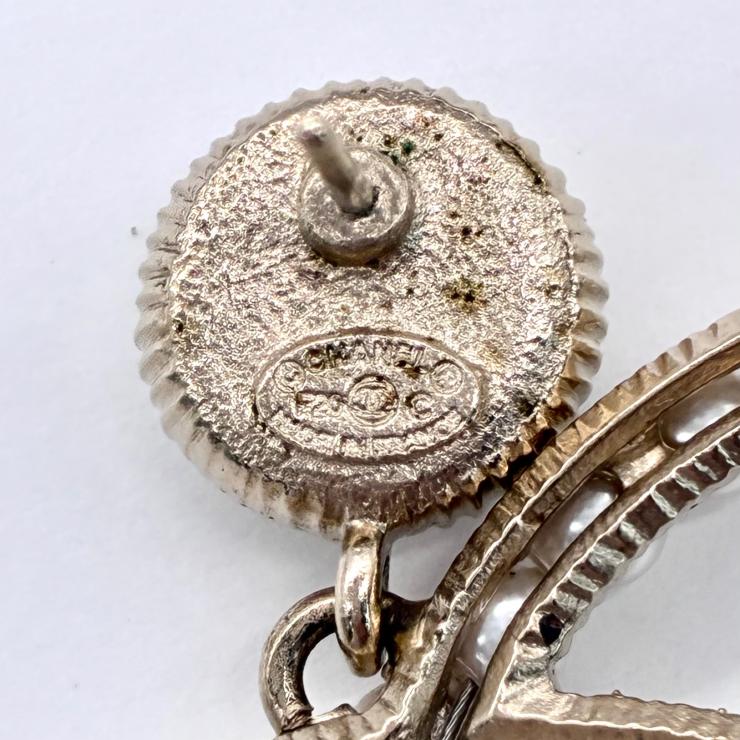 CHANEL シャネル ココマーク ラインストーン パール ピアス F20C 2020年製 ゴールド アクセサリー ★良品★