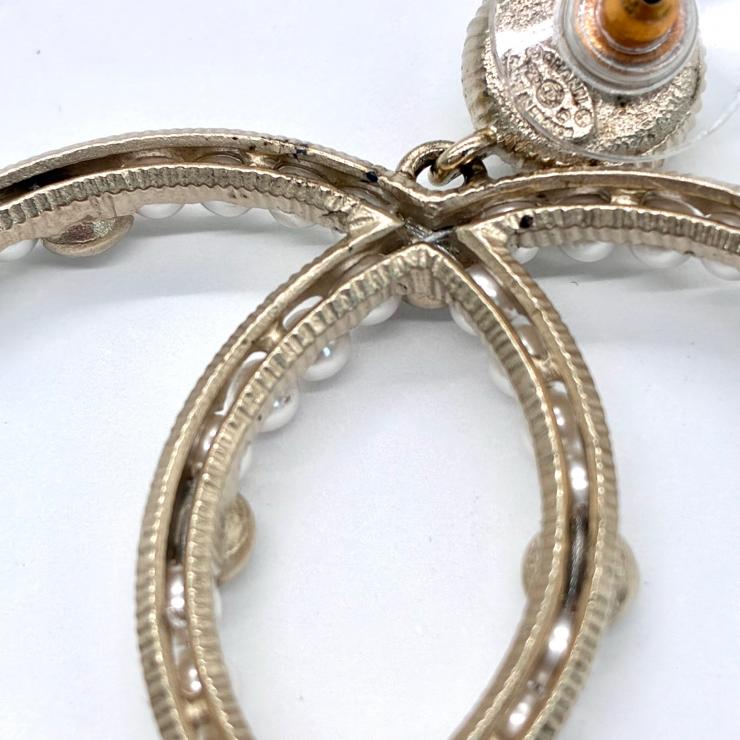 CHANEL シャネル ココマーク ラインストーン パール ピアス F20C 2020年製 ゴールド アクセサリー ★良品★