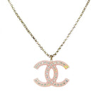 CHANEL シャネル ココマーク ラインストーン ネックレス アクセサリー ピンク 08P ★美品★