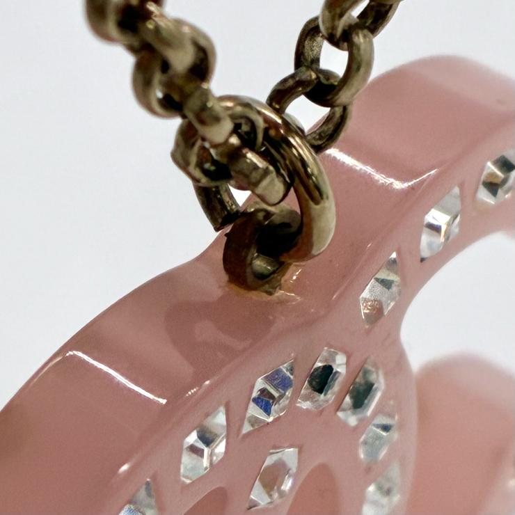 CHANEL シャネル ココマーク ラインストーン ネックレス アクセサリー ピンク 08P ★美品★