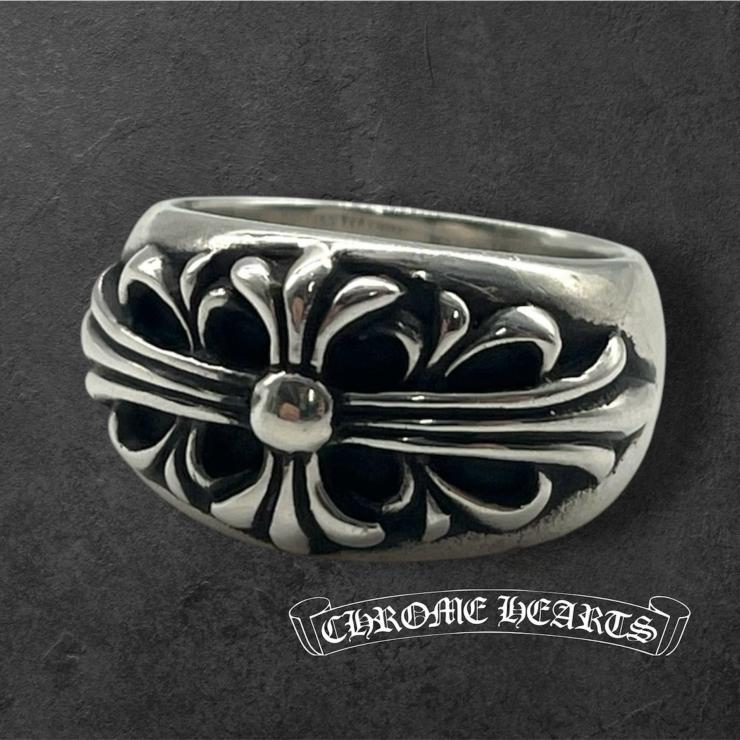CHROME HEARTS クロムハーツ フローラルクロス リング アクセサリー 指輪 メンズ シルバー SV925 21号 ★人気高騰中★★証明書有★