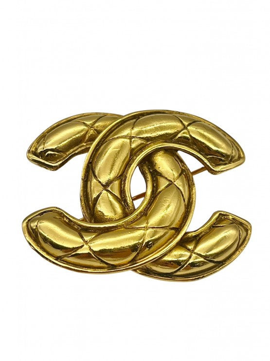 CHANEL シャネル ココマーク マトラッセ ココマーク ブローチ ゴールド 【中古】