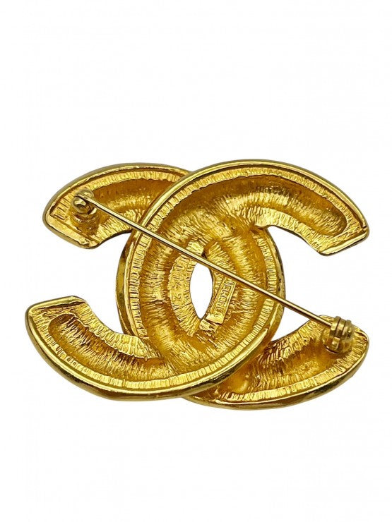 CHANEL シャネル ココマーク マトラッセ ココマーク ブローチ ゴールド 【中古】