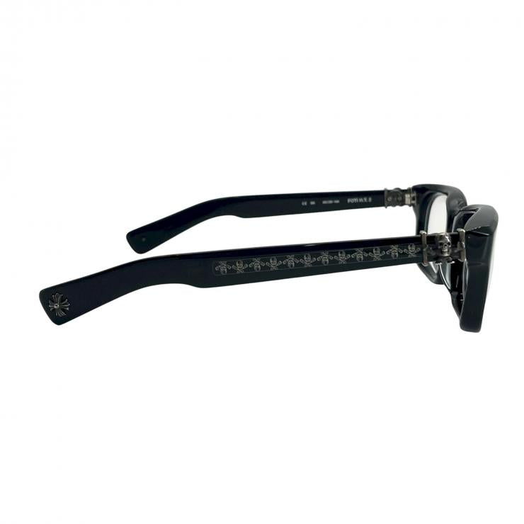 CHROME HEARTS クロムハーツ メガネ 伊達眼鏡 度なし ジョーフォティ ブラックフレーム FOTI H.T.2 55□20-144 ★中古★