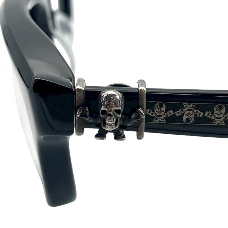 CHROME HEARTS クロムハーツ メガネ 伊達眼鏡 度なし ジョーフォティ ブラックフレーム FOTI H.T.2 55□20-144 ★中古★