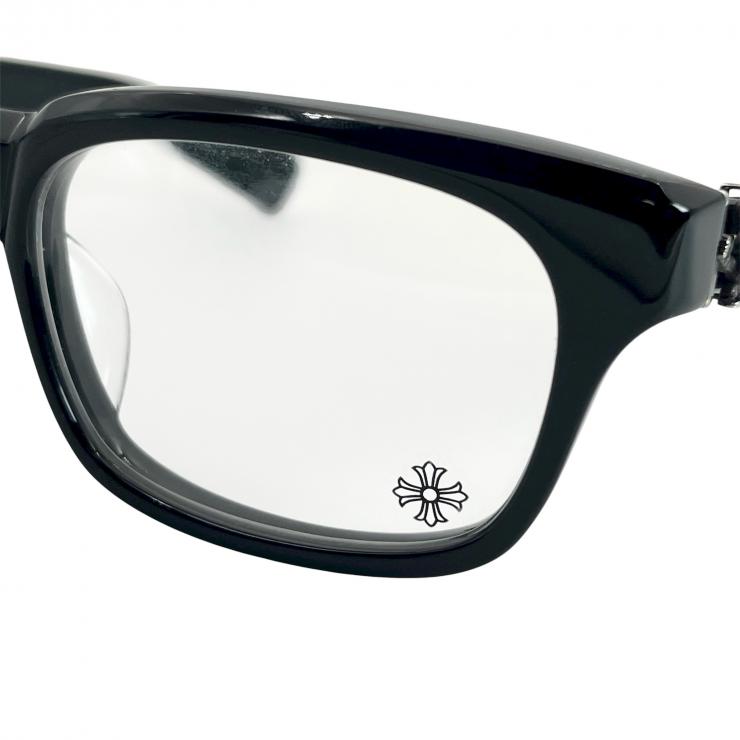 CHROME HEARTS クロムハーツ メガネ 伊達眼鏡 度なし ジョーフォティ ブラックフレーム FOTI H.T.2 55□20-144 ★中古★